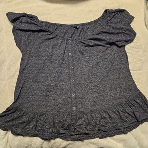 Lucky brand peplum flutter sleeve top